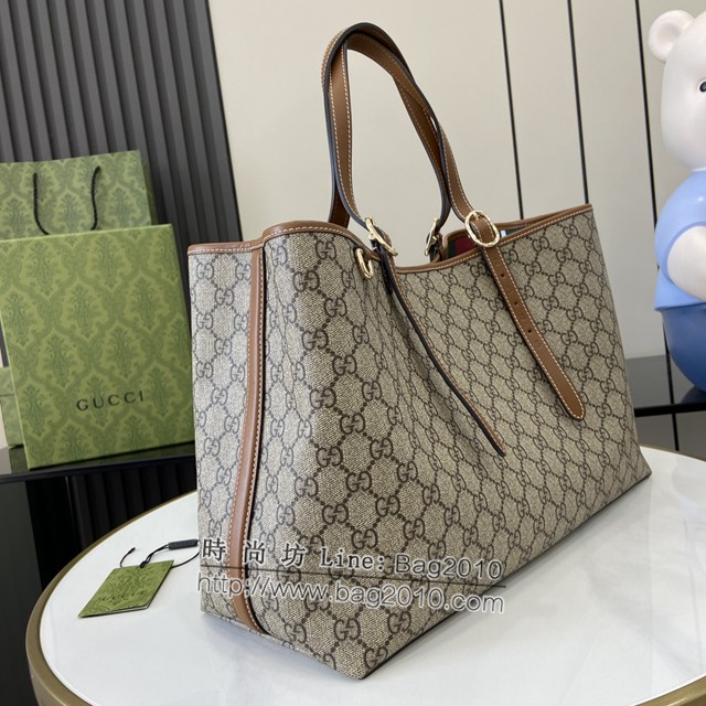 Gucci專櫃古馳最新款購物袋GG圖案條紋織大號肩背包 jh1995型號：815213